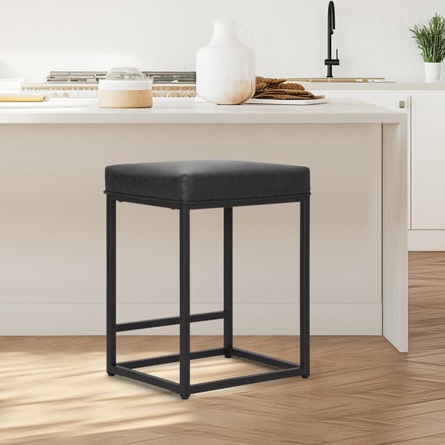 ALPHA HOME Barhocker - Moderner und geräumiger Barhocker aus PU-Leder
