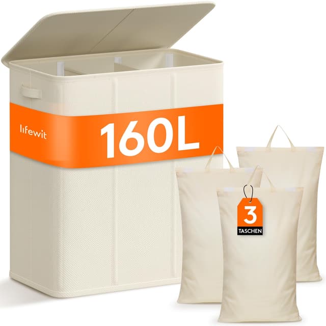 Lifewit 160L Wäschekorb 3 Fächer 🧺