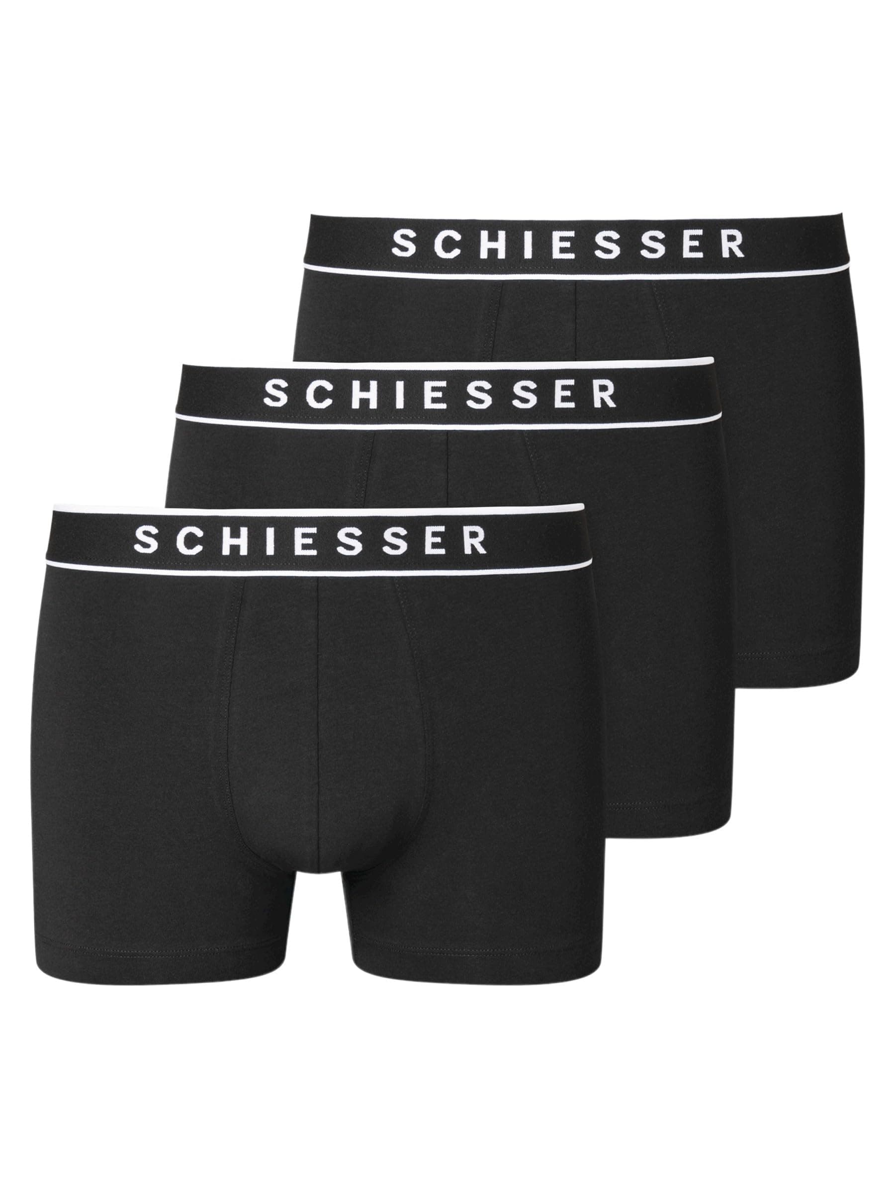 Schiesser Herren 3 PACK Boxershorts Bio Baumwolle 🩲🌿 - 95/5 Organic L Schwarz_173983