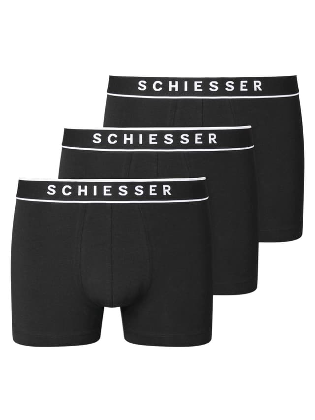 Schiesser Herren 3 PACK Boxershorts Bio Baumwolle 🩲🌿 - 95/5 Organic L Schwarz_173983