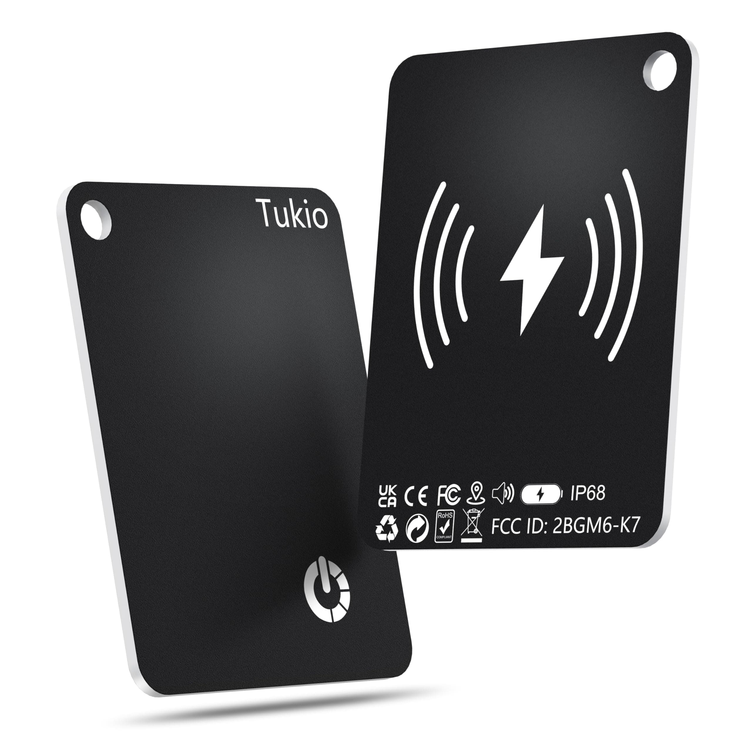 Tukio Air Tags (Schwarz) 2 Pack - Smart Tracker Karte mit Bluetooth