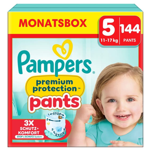 👶 Pampers Premium Protection Pants Größe 5, 144 Windeln, 11kg-17kg 👶