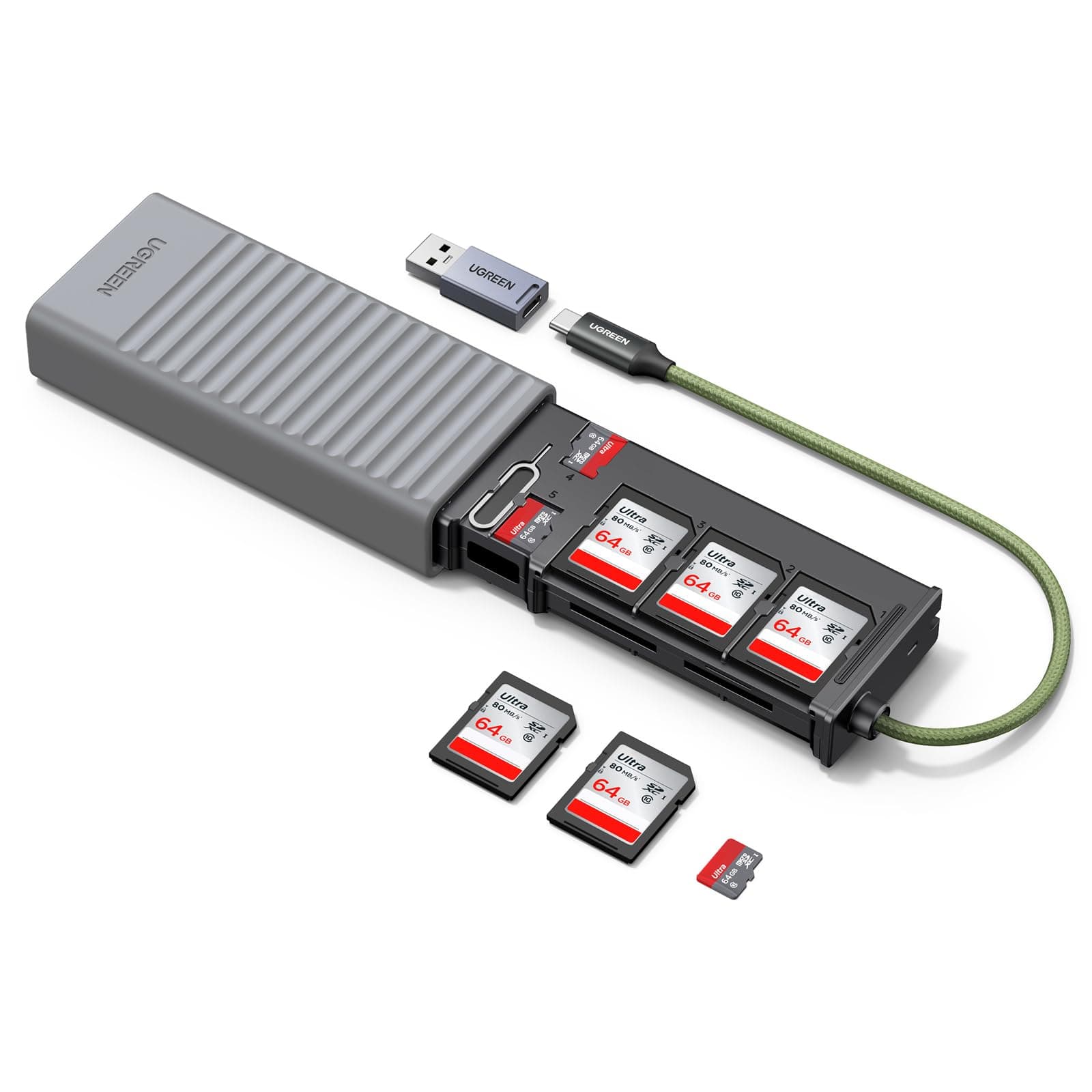 UGREEN USB C SD Kartenleser USB-C/A zu 2X SD + TF mit Speicherbox 📸💻