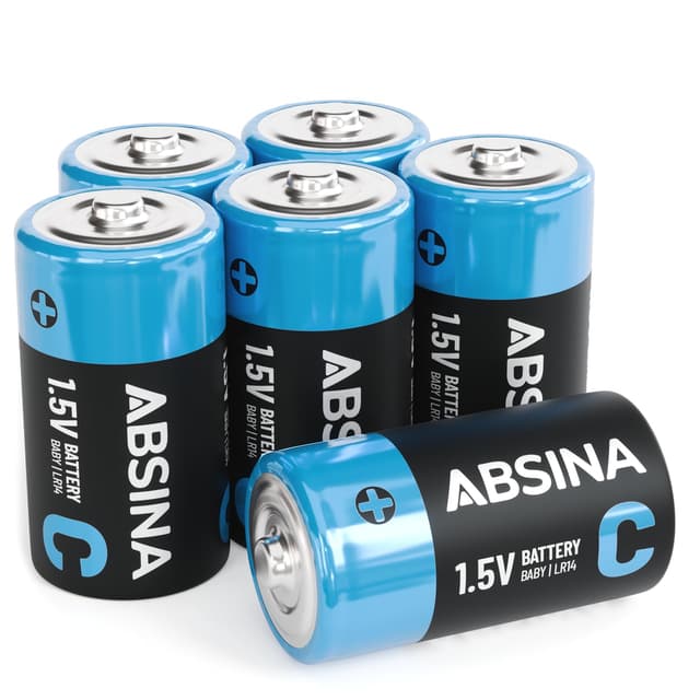 🔋🔦 ABSINA 6X Baby C Batterien 1,5V Alkaline - Langlebige Batterien C LR14