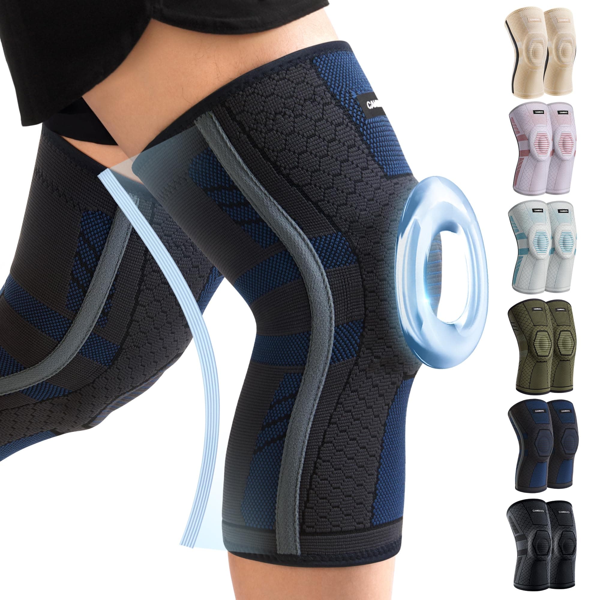 CAMBIVO Kniebandage Männer Damen X2 mit PMMA Stabilisatoren & Patella-Polster 👨‍⚕️🩺