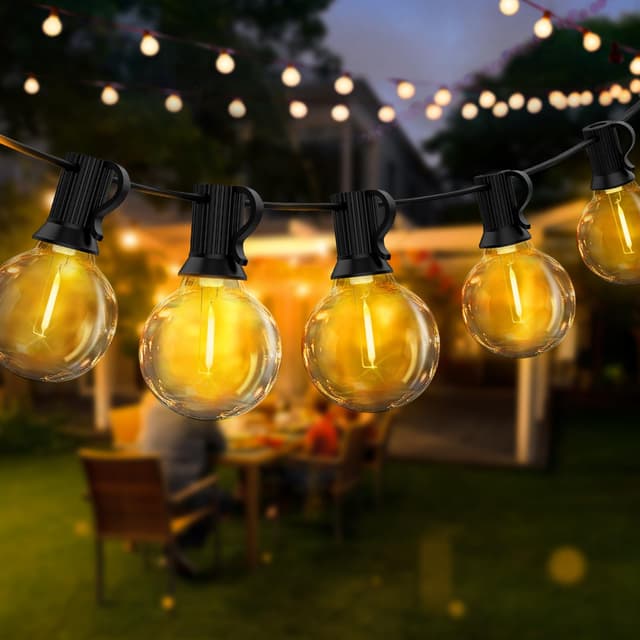 🌟 15M LED Lichterkette Außen mit 25+3 G40 Glühbirnen 🌟