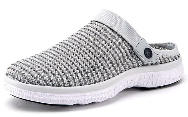 🌞🌿 Sommer Clogs Hausschuhe Atmungsaktiv und Rutschfest - Pures Hellgrau - 38 EU