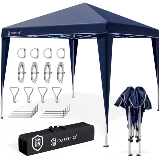 CASARIA® Pavillon Capri 3x3m Pop-Up 🎉 UV-Schutz 50+ Wasserdicht Winterfest mit Tasche Faltbar Stabil Camping Garten Faltpavillon Partyzelt Blau
