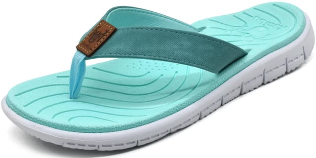 KuaiLu Damen Flip Flops - Weiches Leder, Rutschfest, Trendig
