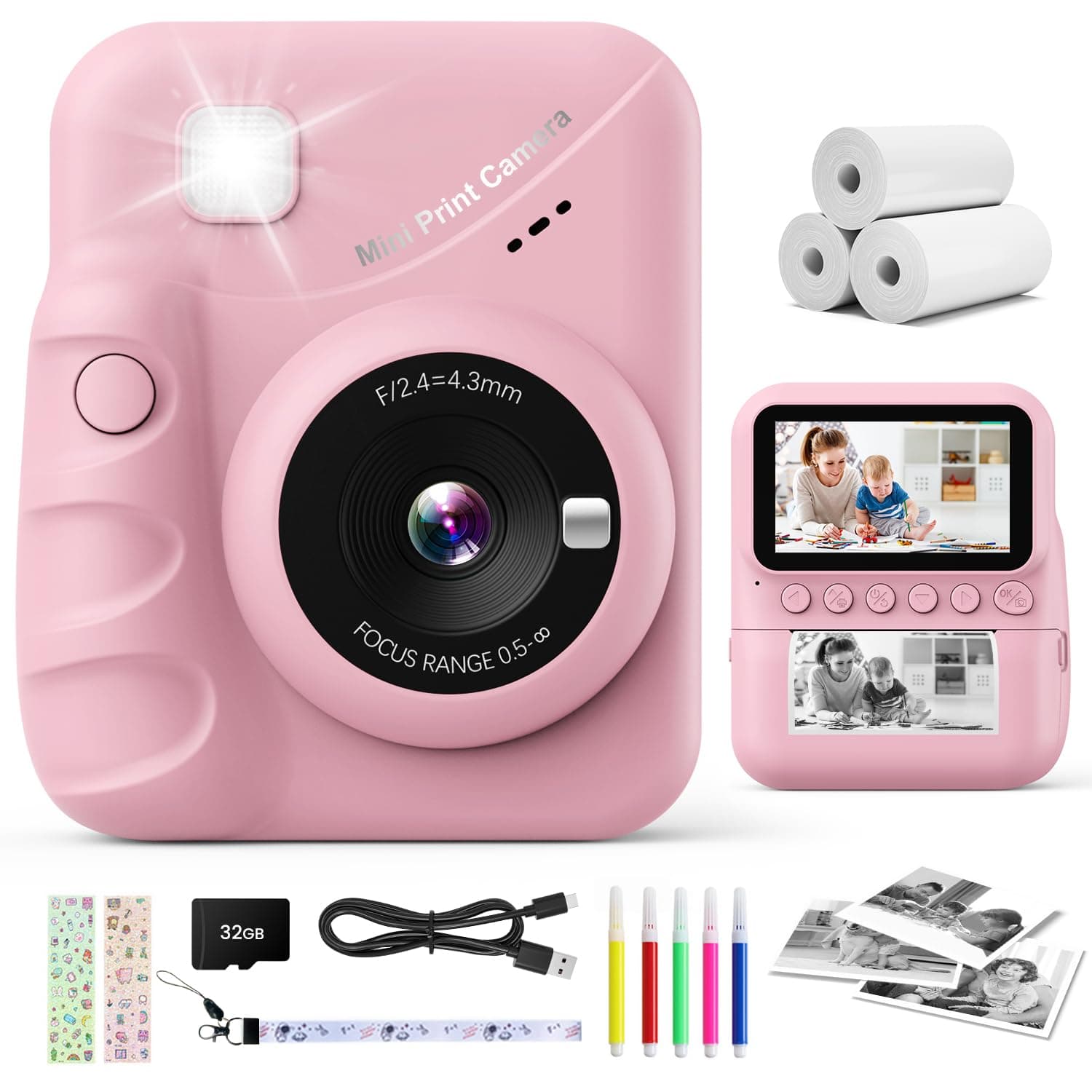 📸 CalineGam Sofortbildkamera Kinder 48MP 3,0 Zoll Bildschirm - Geschenk für Jungen und Mädchen