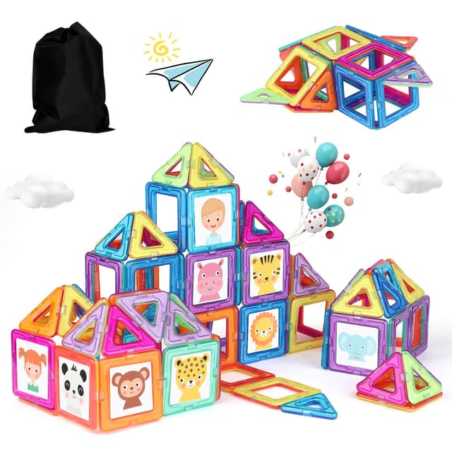 🧲🔨 Mysoler Magnetische Bausteine 58 Teile – Magnetspielzeug mini Magnetbausteine Magnete Kinder Set