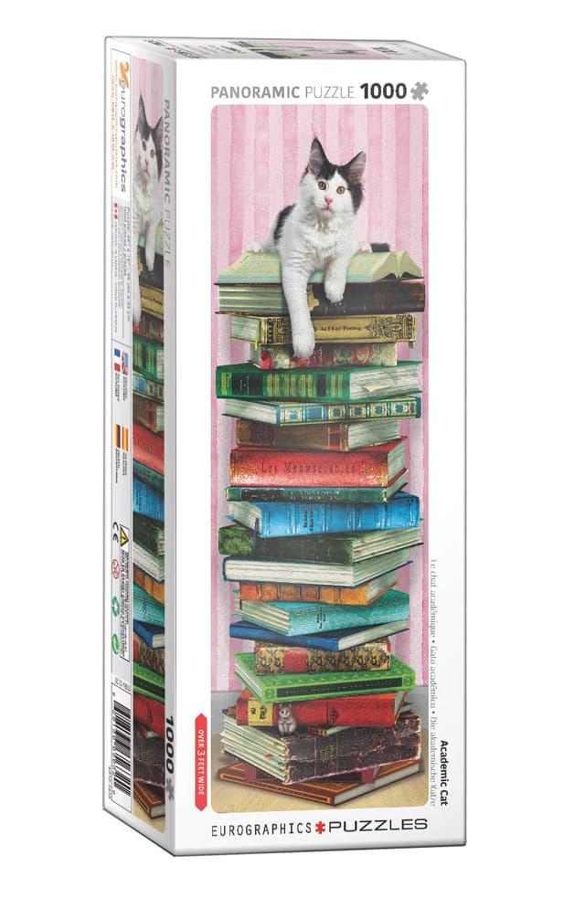 🧩 Eurographics 1000 Teile Panorama - Die akademische Katze, White 🐱