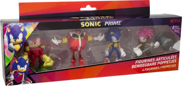 🦔🎮 Lansay - Sonic Prime – Set mit 4 beweglichen Figuren, 7,5 cm - Tolles Angebot!