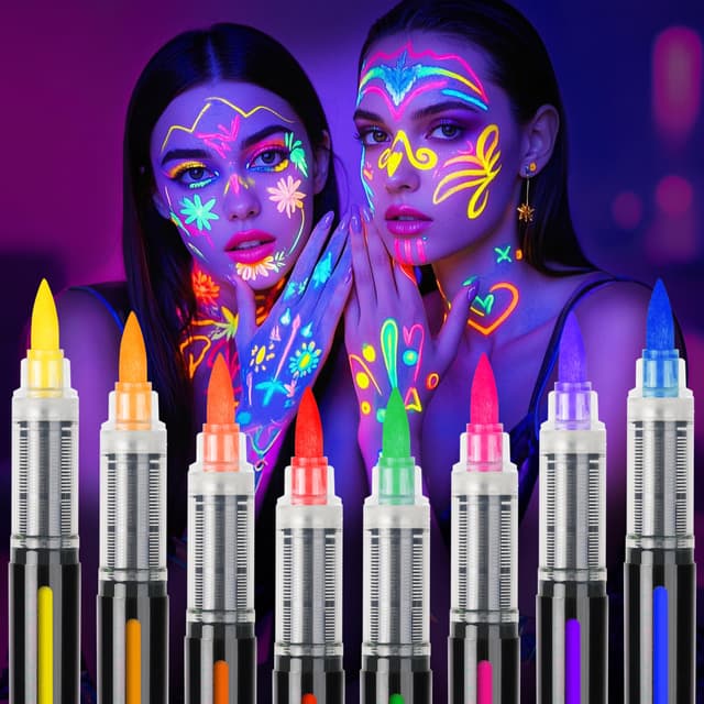 ThEast 8 UV Neon Körperfarben Schmink Set 🎨