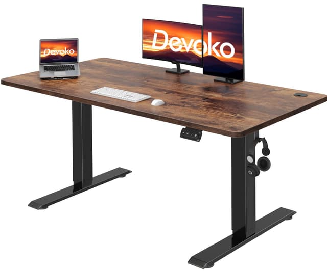 Devoko Höhenverstellbarer Schreibtisch 🖥️ Elektrischer Tisch mit Memory-Funktion ⬆️⬇️