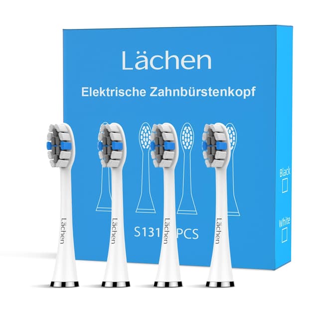 🦷 Lächen Ersatzbürstenkopf, Passend für alle elektrischen Zahnbürsten von Lächen, 4 Stück (S131 weiß) B-weiß 🪥