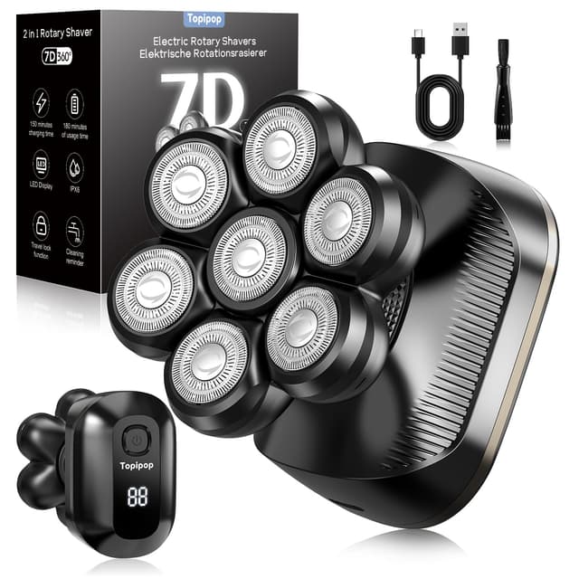 🌟 Topipop Glatzen Rasierer Herren | 7D Detachable Glatzenrasierer 🧔