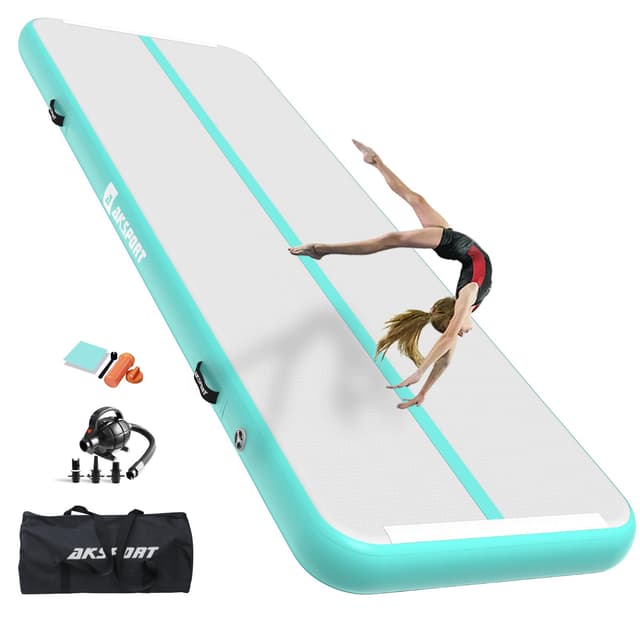 AKSPORT Air Matte Track Tumbling Matte, Aufblasbare Gymnastikmatte in Mintgrün