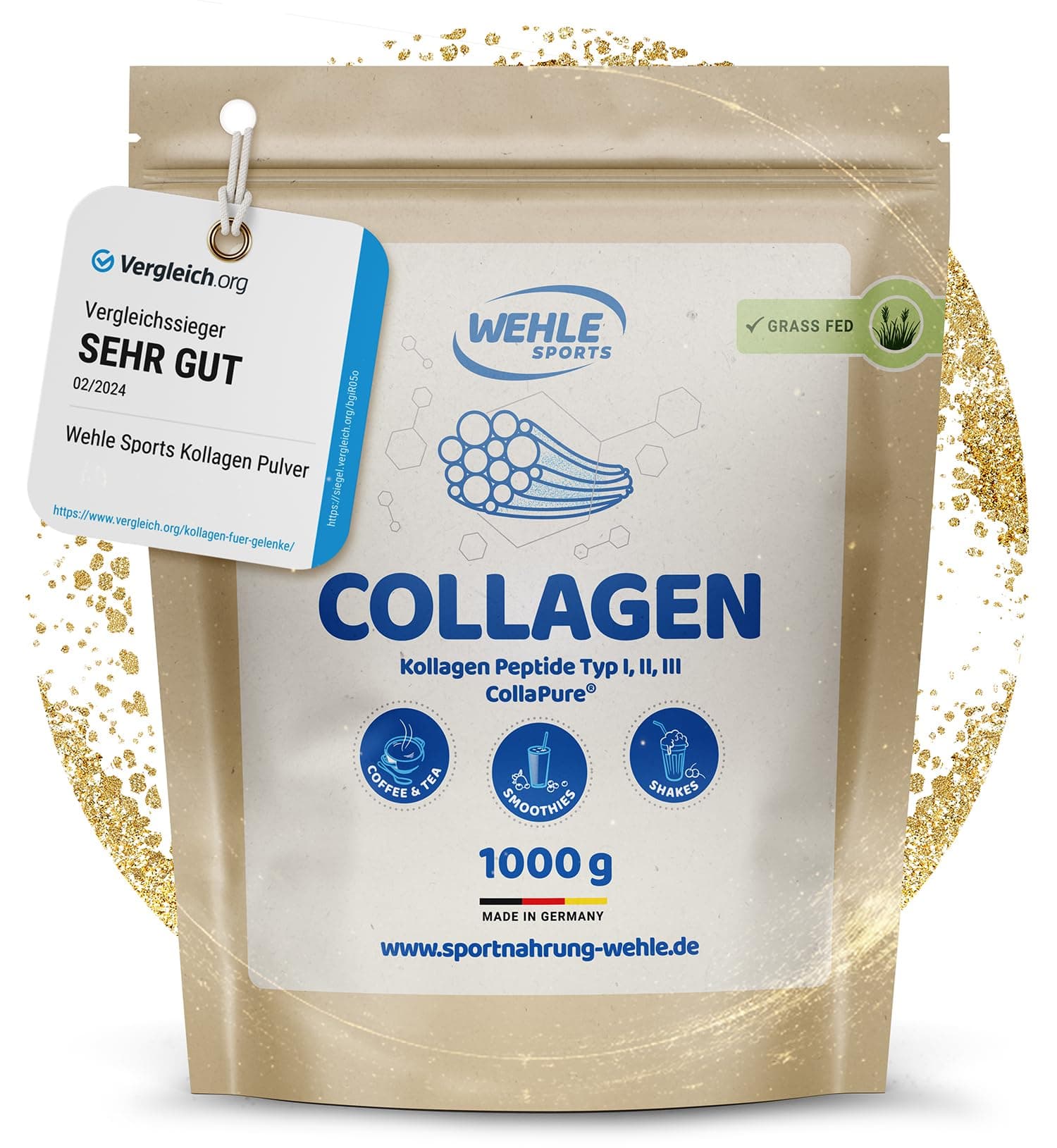Bioaktives Kollagen Hydrolysat Peptide 1 KG - Wehle Sports Made in Germany