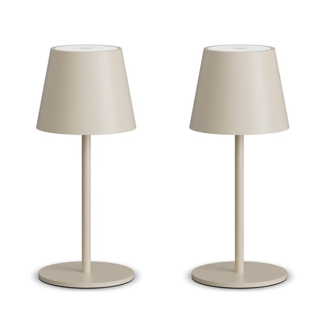 Lundwa Dimmbare LED Akku Tischleuchte Beige 26CM, 5000mAh(5V 2A) Camping Lampe Akku Aufladbar