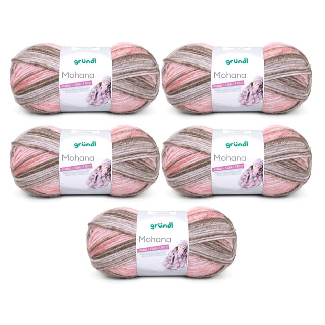 Gründl Wolle Mohanna Strick- und Häkelgarn aus 90% Polyacryl, 10% Mohair, 5 x 100 g