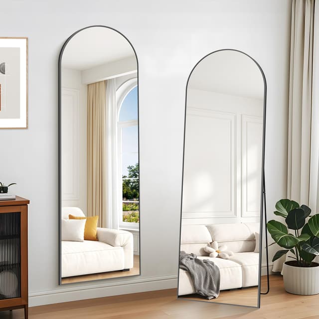 🌟 KOCUUY Bogen Standspiegel 161 x 52 cm - Großer Gewölbter Ganzkörperspiegel 🌟