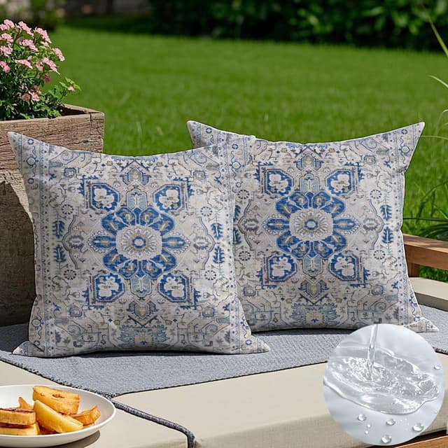 Vorysum Outdoor Kissen Wetterfest 40x40 cm Boho Dekokissen Vintage Kissenbezüge Sommer Abstrakte Kissenhülle Kunst Sofakissen Modern Zierkissenbezüge für Wohnzimmer Garten Couch 2er Set Boho-c 40 x 40 cm, 2 Stück 🌿