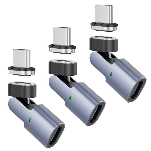 🔋 N. NETDOT 100W Magnetisches Adapter - 3er Pack Schwarz und Grau 🔌