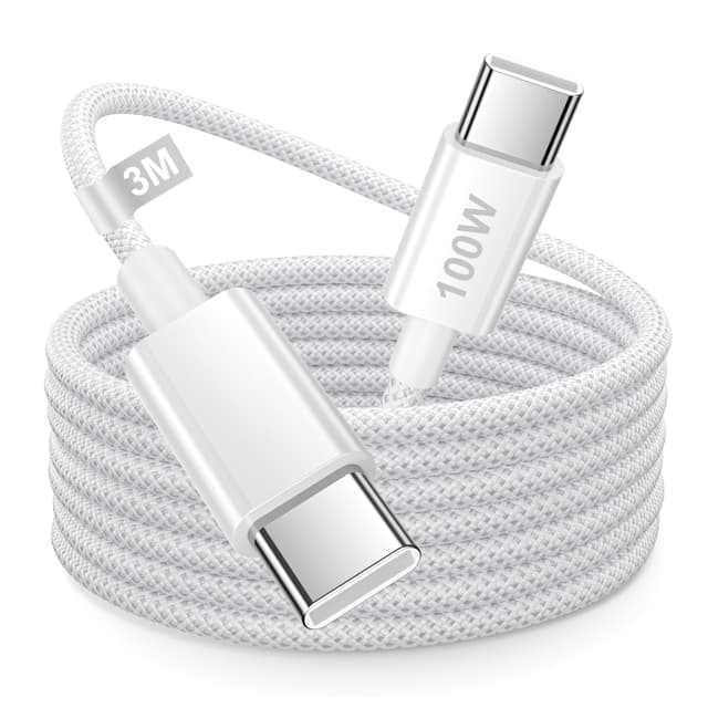 🔋 USB C Kabel 100W Weiß, PD3.0 Schnellladekabel USB C auf USB C Kabel 3M 📱