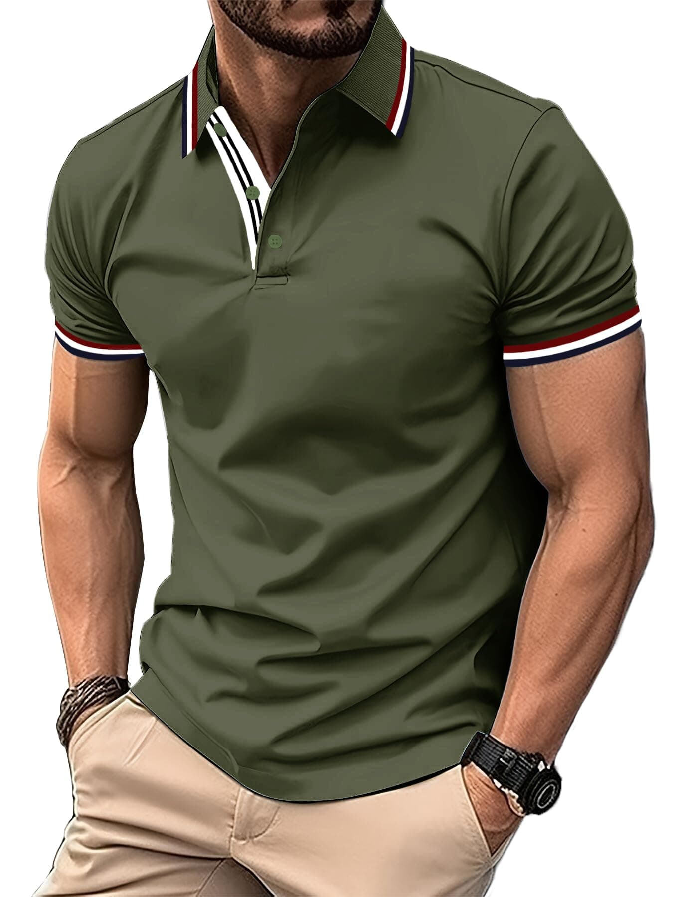SwissWell Herren Poloshirt Kurzarm Atmungsaktiv Tennis Golf Polo Sommer Freizeit Sport Schnelltrocknend T-Shirts Regular Fit XL 1852 Army Grün 🏌️