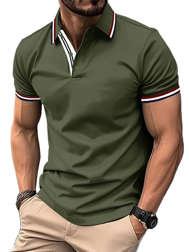 SwissWell Herren Poloshirt Kurzarm Atmungsaktiv Tennis Golf Polo Sommer Freizeit Sport Schnelltrocknend T-Shirts Regular Fit XL 1852 Army Grün 🏌️