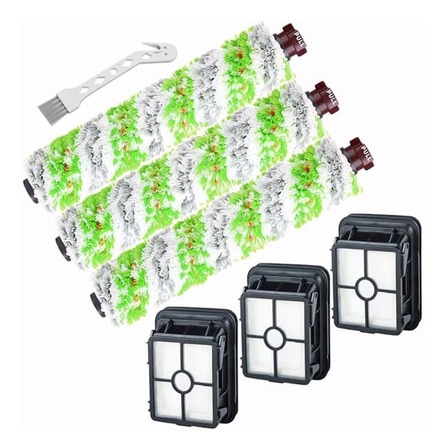Bissell CrossWave Pet Pro Ersatzteile - 3x Bürstenrollen + 3x Vakuumfilter + 1x Clean Brush