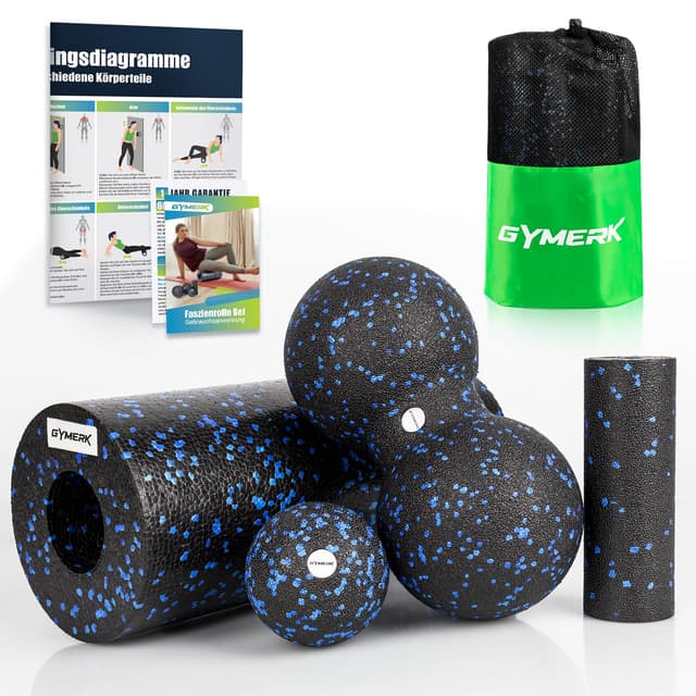 🌟 Gymerk Faszienroller Set mit Großer Duoball, Faszienball und faszienrolle klein