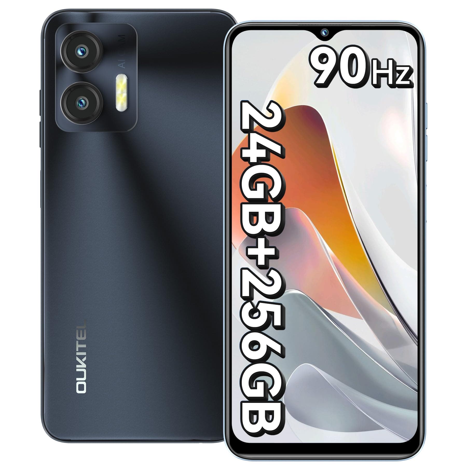 📱 OUKITEL C36 Smartphone Ohne Vertrag 24GB+256GB/1TB,Android 14 4G Handy Günstig Octa Core,6,56 Zoll 90Hz Display,5150mAh Akku,13MP Panorama Kamera,Dual SIM Simlockfreie Handys,Fingerabdruck-Schwarz