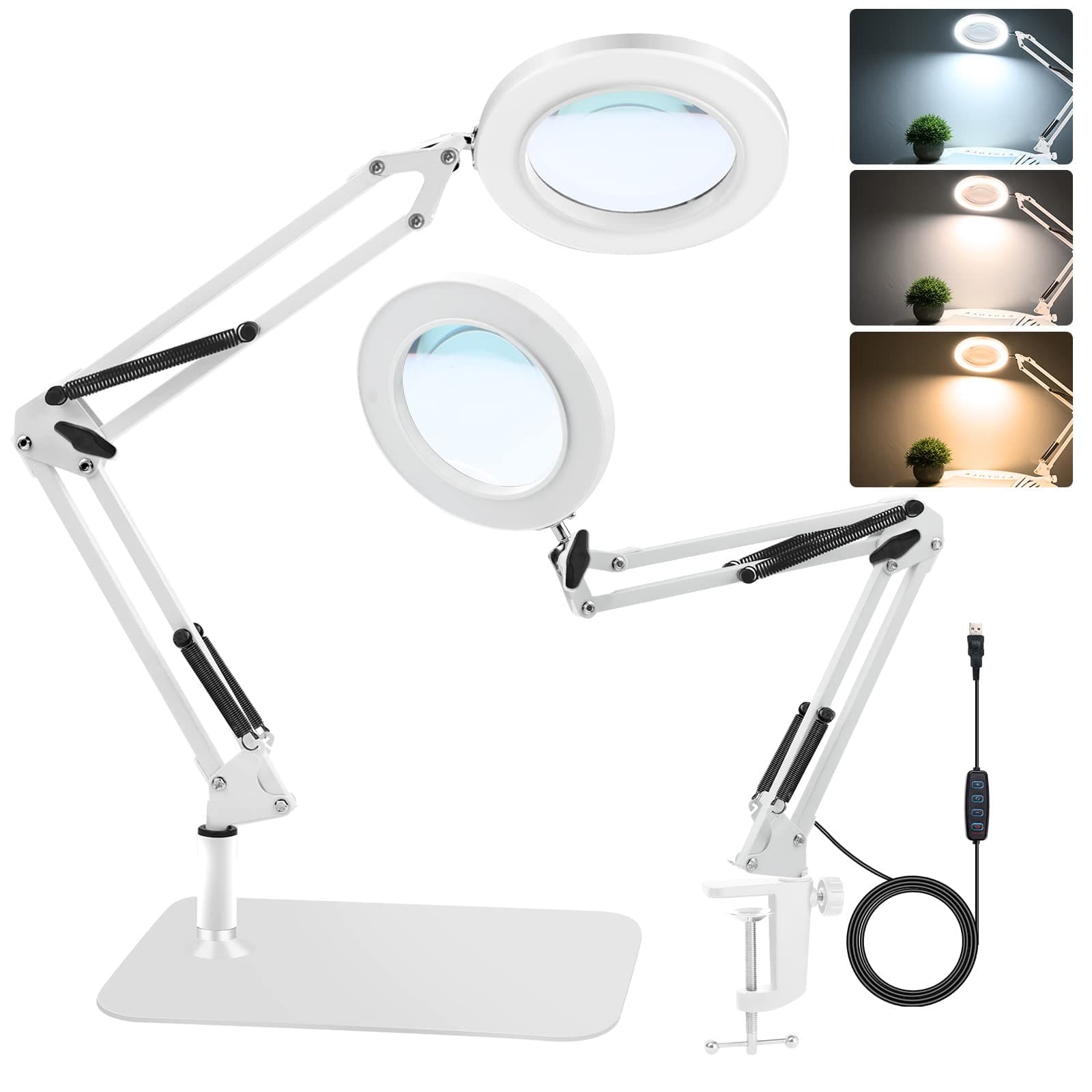 🔍🔦 10X Lupe mit Licht und Ständer - 2-in-1 Lupenlampe für Naharbeiten
