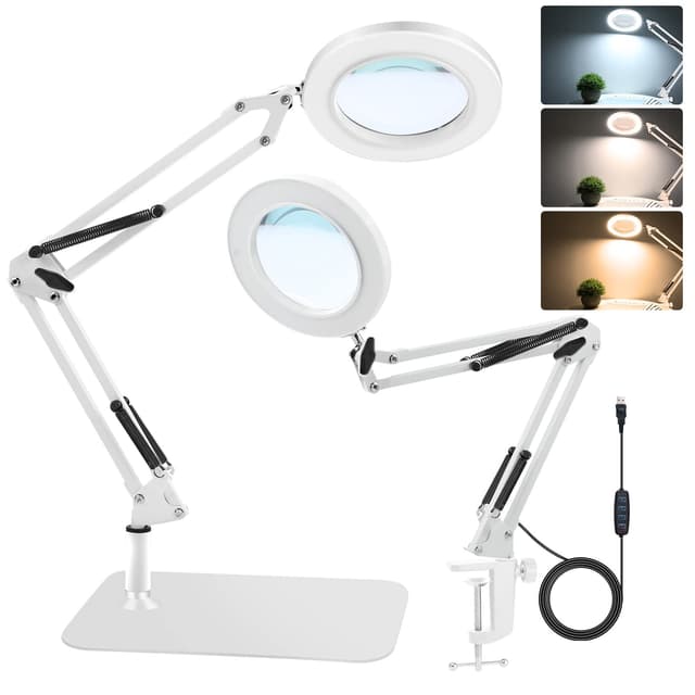 🔍🔦 10X Lupe mit Licht und Ständer - 2-in-1 Lupenlampe für Naharbeiten