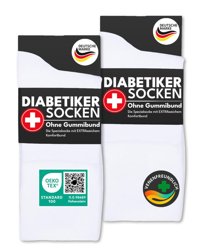 🧦 Diabetikersocken ohne Gummi & ohne Naht 97% Baumwolle (6 Paar) 🧦