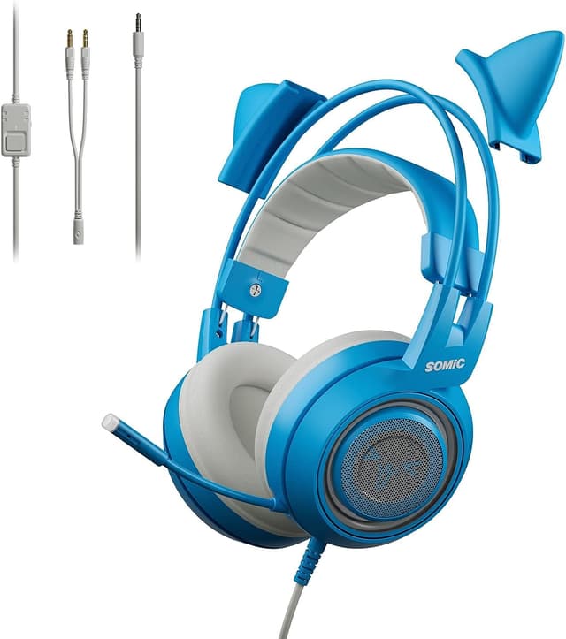 Somic G951S Blau Gaming-Headset mit Mikrofon und Katzenohren 🎧