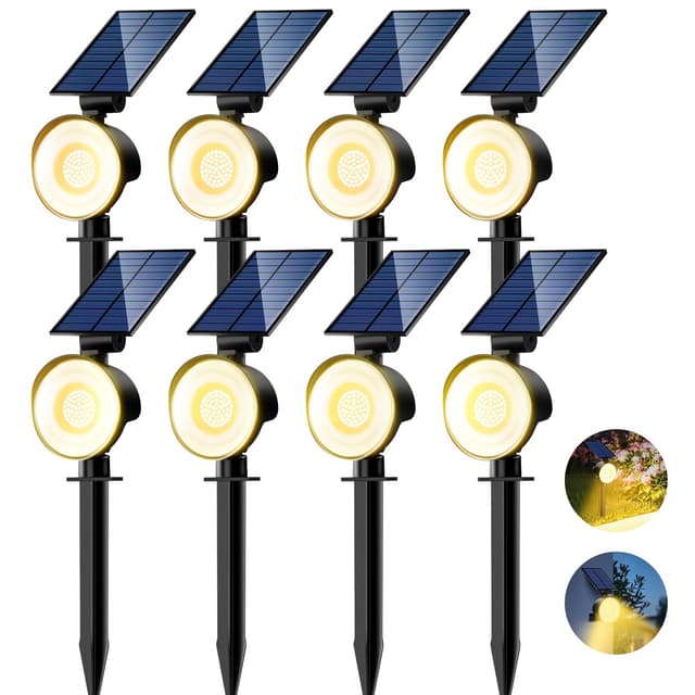 Nipify Solarlampen für Außen Garten, 8 Stück 53 LED Solar Strahler 🌞🌿🔆
