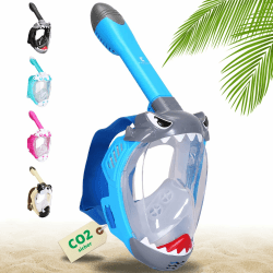 🌊 Khroom Schnorchelmaske Kinder ab 3 Jahre | TÜV geprüft & CO2 sicher | Vollgesichtsmaske Blau 🏊‍♂️