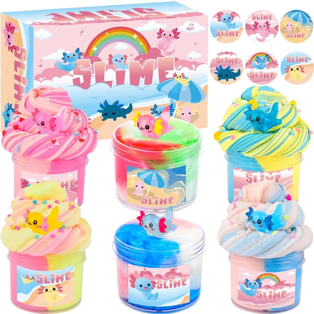 Buntes Schleim-Set, 6er Pack Axolotl Slime Kit 🌈🦠🎁