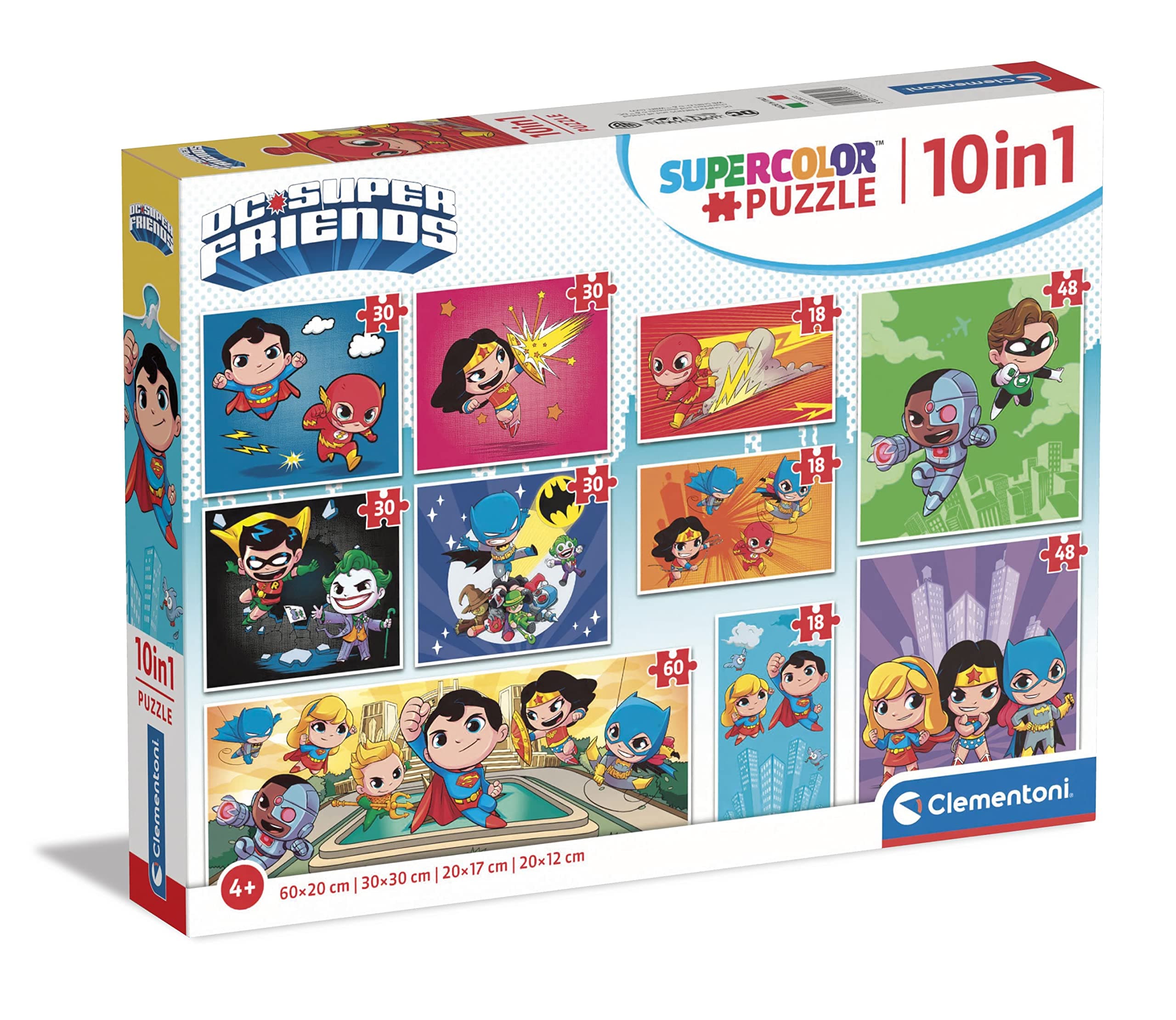 🎉 Clementoni - 20272 - Supercolor Puzzle 10 In 1 Dc Comics - Kinderpuzzle 10 in 1 🧩🦸‍♂️