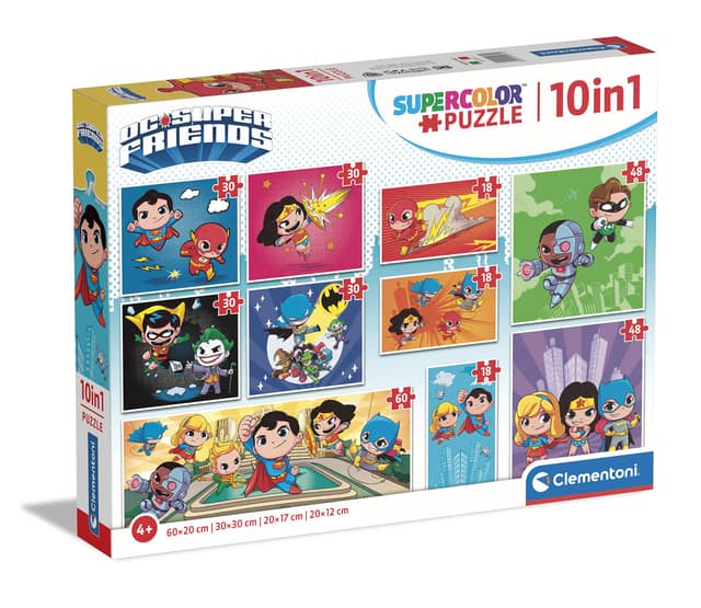 🎉 Clementoni - 20272 - Supercolor Puzzle 10 In 1 Dc Comics - Kinderpuzzle 10 in 1 🧩🦸‍♂️