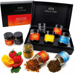 🔥 Hallingers Meistergriller - Gewürz Geschenkset Grillen handmade, 5 Gewürze aus aller Welt (Set)