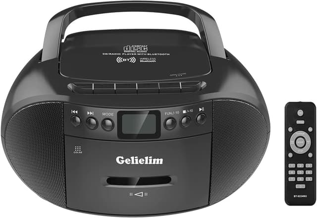 🎶 G Keni Tragbarer CD und Kassettenspieler Boombox Combo Schwarz 🎧