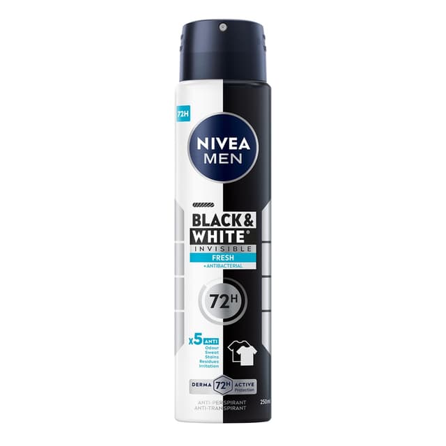 🌿 NIVEA MEN Black&White 48H Invisible Fresh Antitranspirant Spray für Herren 250ml 🌿