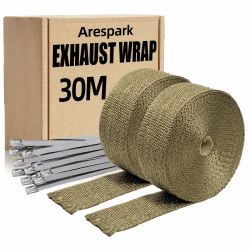 Arespark Hitzeschutzband 30M, 2 Bände 15M Auspuff Hitzeschutzband aus Basaltfaser