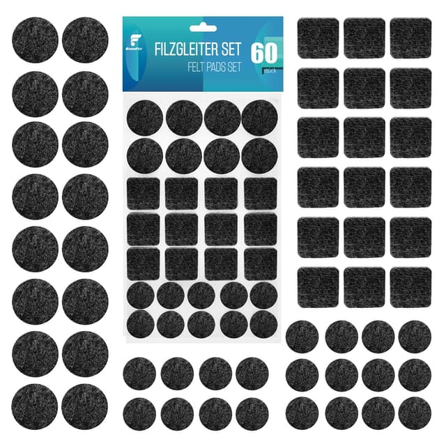 🌟 Angebot! shinfly Filzgleiter Selbstklebend - 60 Stück - Möbelgleiter Filz Selbstklebend Schwarz
