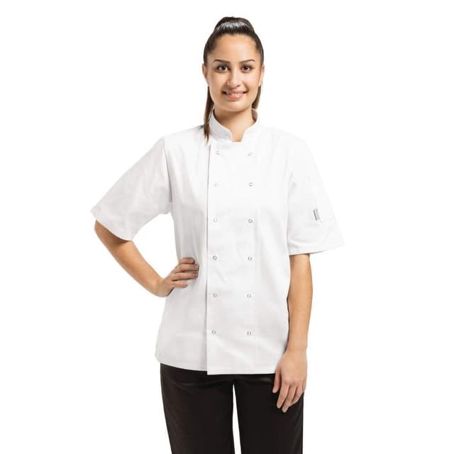 👨‍🍳👕 Whites Chefs Clothing Vegas Unisex Polycotton Koch-Jacke Kurzarm, XL / X-Large / Extra-Large, Weiß
