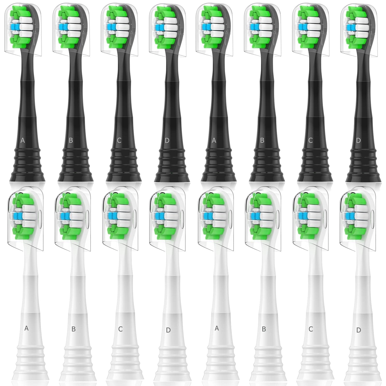 🦷 16er Philips Sonicare Ersatzbürsten - 8 Schwarz & 8 Weiß 🦷